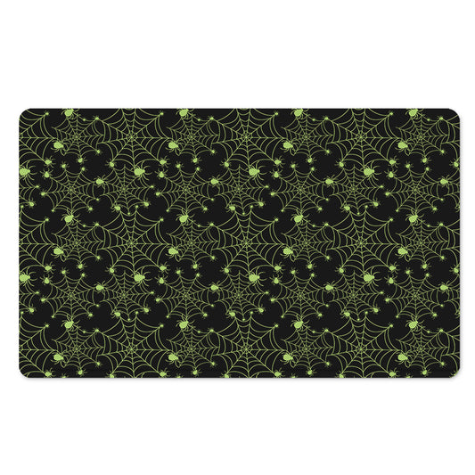 Black And Green Spider Web Pattern Print Polyester Doormat