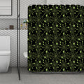 Black And Green Spider Web Pattern Print Polyester Shower Curtain