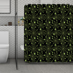 Black And Green Spider Web Pattern Print Polyester Shower Curtain