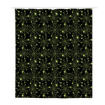 Black And Green Spider Web Pattern Print Polyester Shower Curtain
