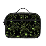 Black And Green Spider Web Pattern Print Portable Lunch Bag