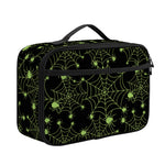 Black And Green Spider Web Pattern Print Portable Lunch Bag