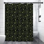 Black And Green Spider Web Pattern Print Premium Shower Curtain