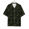 Black And Green Spider Web Pattern Print Rayon Hawaiian Shirt
