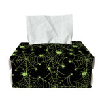 Black And Green Spider Web Pattern Print Rectangle Tissue Box Cover