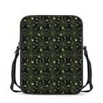 Black And Green Spider Web Pattern Print Rectangular Crossbody Bag
