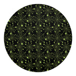 Black And Green Spider Web Pattern Print Round Blanket