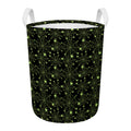 Black And Green Spider Web Pattern Print Round Laundry Basket