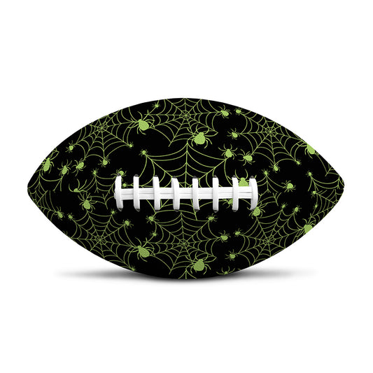 Black And Green Spider Web Pattern Print Rugby Ball