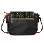 Black And Green Spider Web Pattern Print Saddle Bag