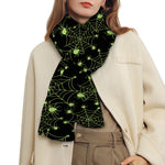 Black And Green Spider Web Pattern Print Scarf