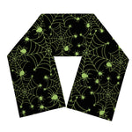 Black And Green Spider Web Pattern Print Scarf