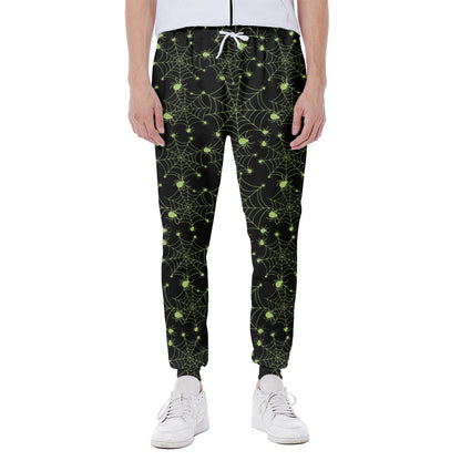 Black And Green Spider Web Pattern Print Scuba Joggers