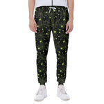 Black And Green Spider Web Pattern Print Scuba Joggers