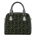 Black And Green Spider Web Pattern Print Shoulder Handbag