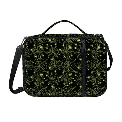 Black And Green Spider Web Pattern Print Shoulder Strap Bible Bag