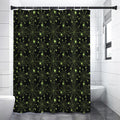 Black And Green Spider Web Pattern Print Shower Curtain