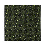Black And Green Spider Web Pattern Print Silk Bandana