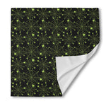 Black And Green Spider Web Pattern Print Silk Bandana