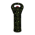 Black And Green Spider Web Pattern Print Single Neoprene Wine Tote