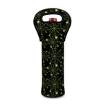 Black And Green Spider Web Pattern Print Single Neoprene Wine Tote