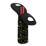 Black And Green Spider Web Pattern Print Single Neoprene Wine Tote