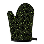 Black And Green Spider Web Pattern Print Single Oven Mitt