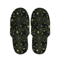 Black And Green Spider Web Pattern Print Slippers