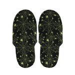 Black And Green Spider Web Pattern Print Slippers