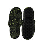 Black And Green Spider Web Pattern Print Slippers