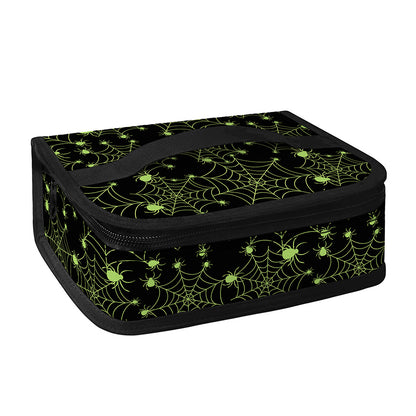 Black And Green Spider Web Pattern Print Small Lunch Bag