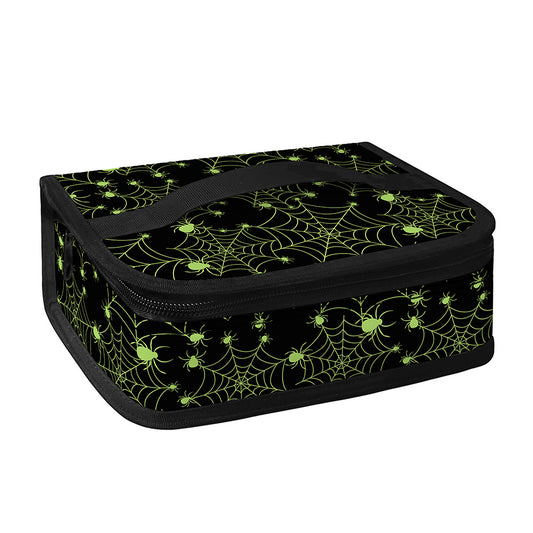 Black And Green Spider Web Pattern Print Small Lunch Bag