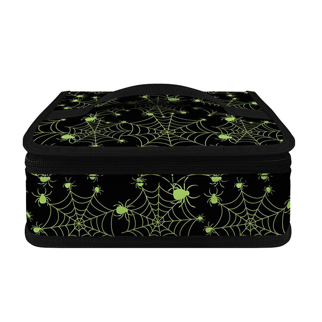 Black And Green Spider Web Pattern Print Small Lunch Bag