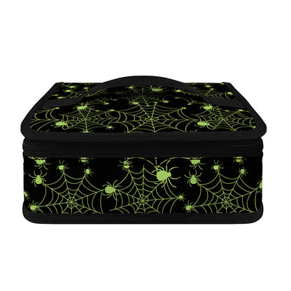 Black And Green Spider Web Pattern Print Small Lunch Bag