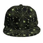 Black And Green Spider Web Pattern Print Snapback Cap