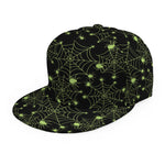 Black And Green Spider Web Pattern Print Snapback Cap