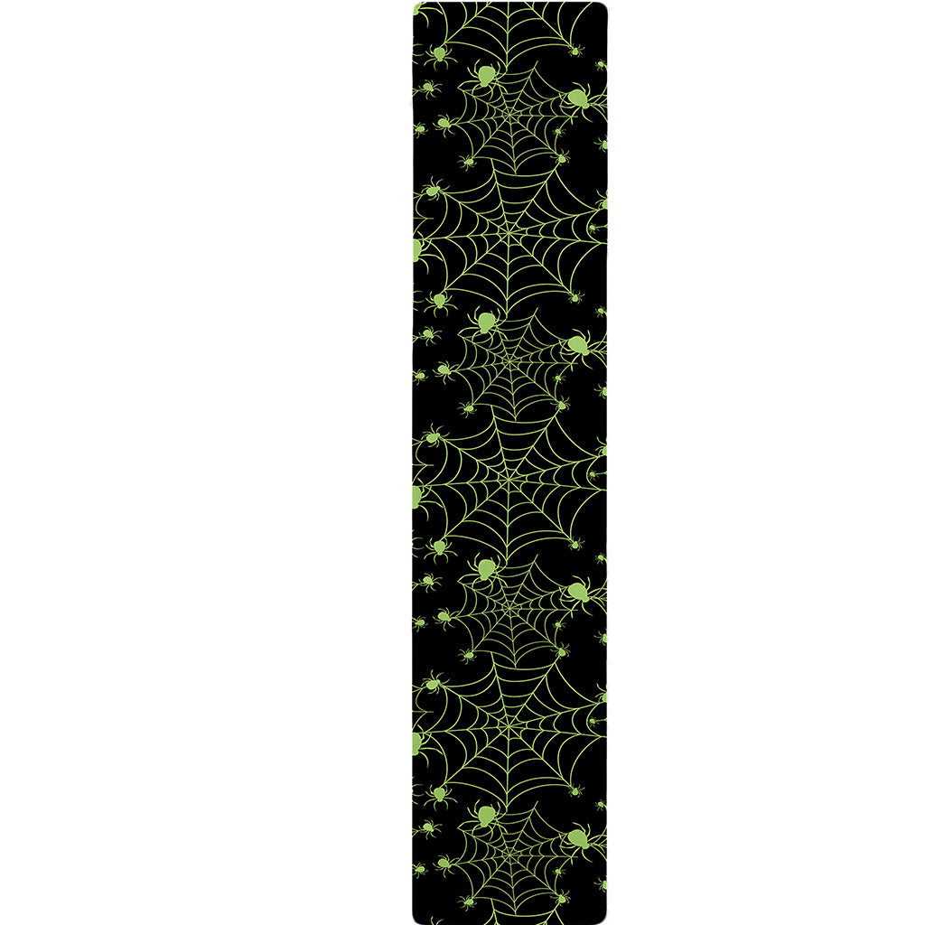 Black And Green Spider Web Pattern Print Table Runner
