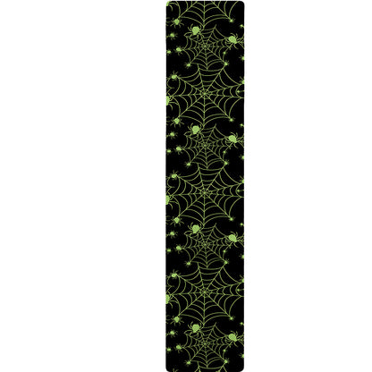 Black And Green Spider Web Pattern Print Table Runner