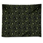 Black And Green Spider Web Pattern Print Tapestry