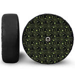 Black And Green Spider Web Pattern Print Tire Cover With Camera Hole