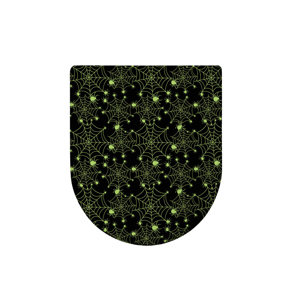 Black And Green Spider Web Pattern Print Toilet Lid Cover
