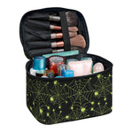 Black And Green Spider Web Pattern Print Travel Makeup Bag