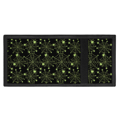 Black And Green Spider Web Pattern Print Trifold Wallet