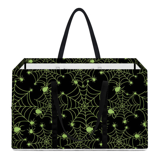 Black And Green Spider Web Pattern Print Utility Tote Bag