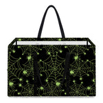 Black And Green Spider Web Pattern Print Utility Tote Bag