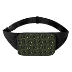 Black And Green Spider Web Pattern Print Waist Bag