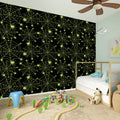 Black And Green Spider Web Pattern Print Wall Sticker