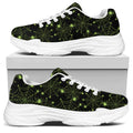 Black And Green Spider Web Pattern Print White Chunky Shoes