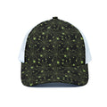 Black And Green Spider Web Pattern Print White Mesh Trucker Hat