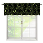 Black And Green Spider Web Pattern Print Window Valance